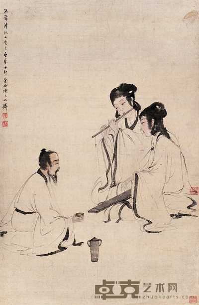 傅抱石 雅乐图 立轴 89×58cm